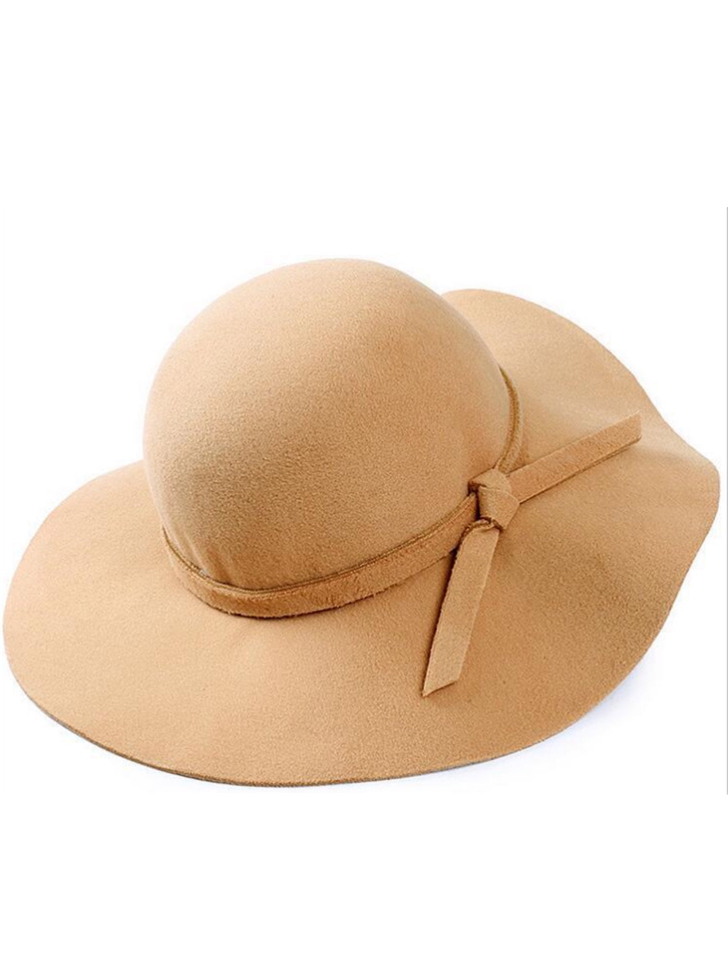 Women Vintage Wide Brim Floppy Warm Felt Hat Trilby Bowler 6