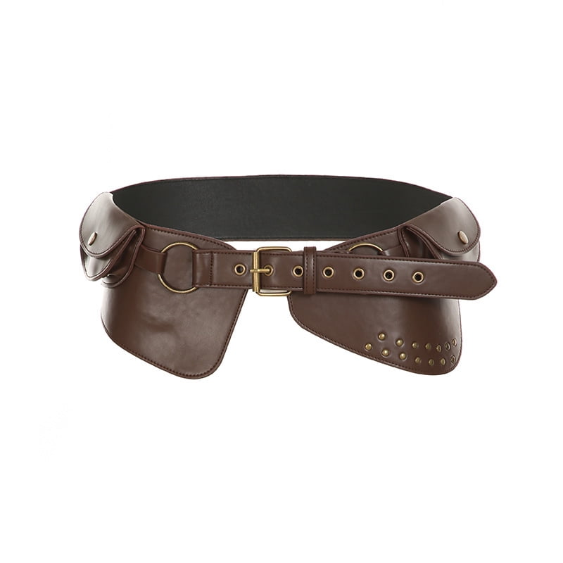 Women Vintage Wide Elastic Belt Studded Stretchy Waist Belt 