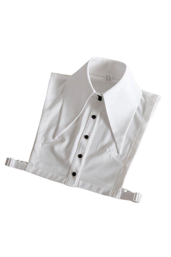 Women Vintage Wide Lapel White False Fake Collar Button Down Detachable Half Top Blouse Adjustable Decorative Dickey