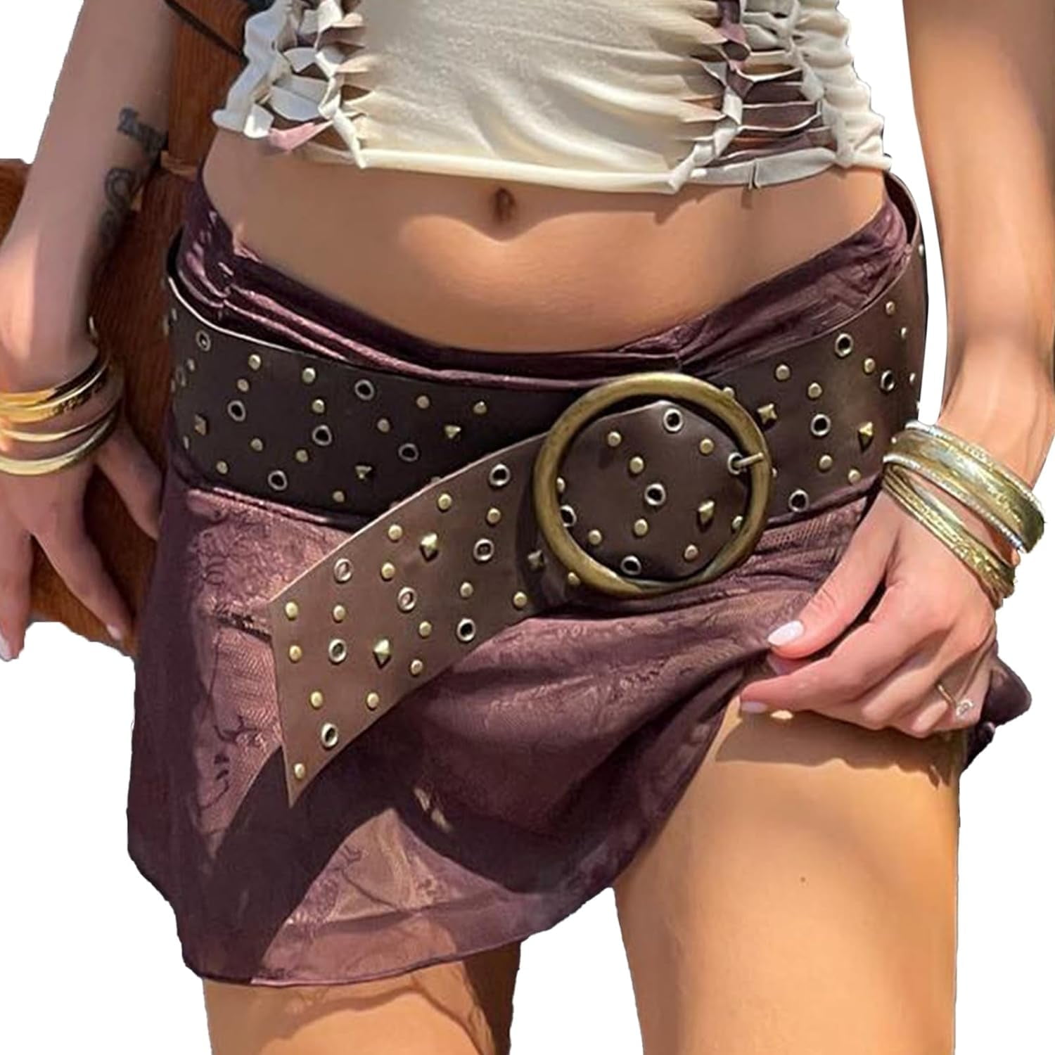 Women Vintage Y2k Belt Concho Rivet Leather Belts Western Women Vintage Y2k Belt Concho Rivet Leather Belts Western
