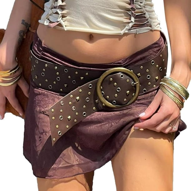 Women Vintage Y2k Belt Concho Rivet Leather Belts Western Cowgirl E Girl 90s Accessories for Skirts Pants Dress Walmart Business Supplies
