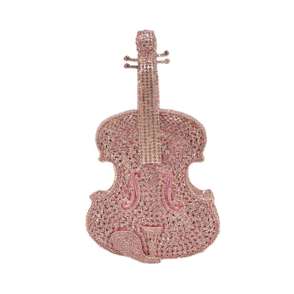 Women Violin Mini Rhinestone Bag Shining Crystal Wedding Clutch Purses for Cocktail Prom