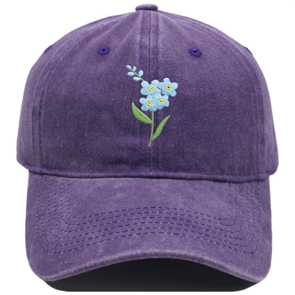 Under $2 Women Visor Hat for Outdoor AURORADY Hand Embroidered Flower Design Baseball Cap, Purple One Size Baseball Caps