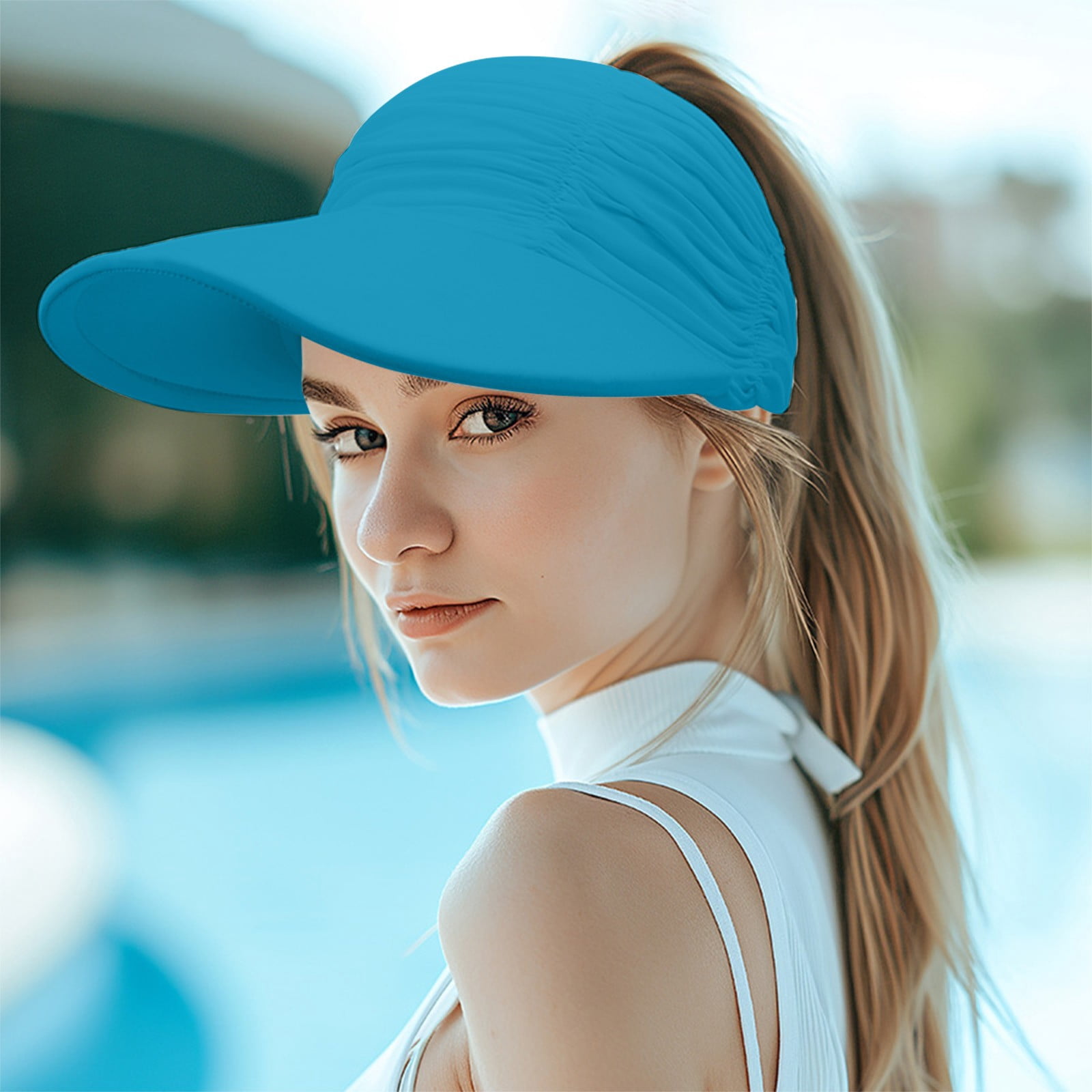 Sun Visor Hats for Women Large Brim UPF 50+ Adjustable Ponytail Packable Bamboo Upf 50+ Sun Visor Women main image 2