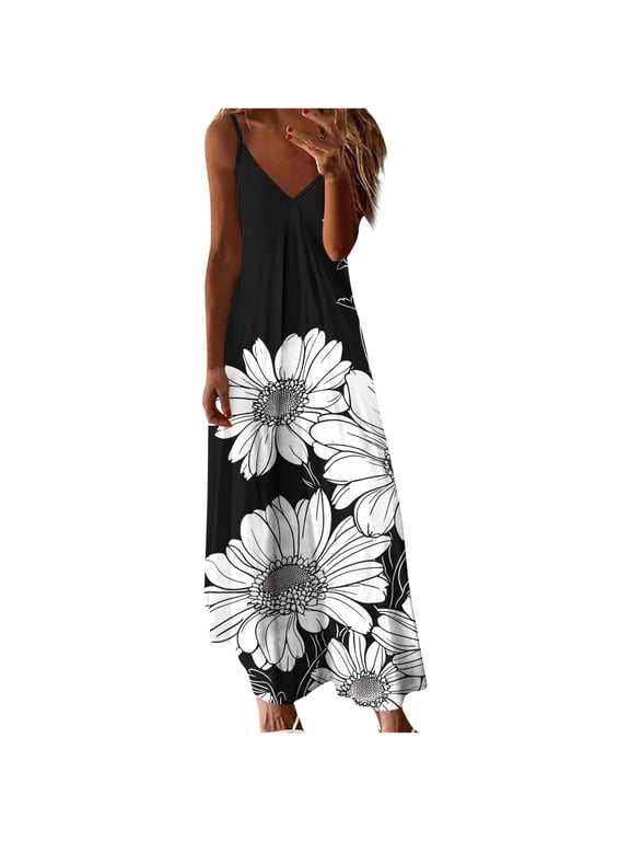 Women Vneck Beach Lounge Dresses for Women Sleeveless Slip Floral Graphic Hawaiian Ruched Tropical Long Fall Summer Dresses 2026 Clothing Trendy