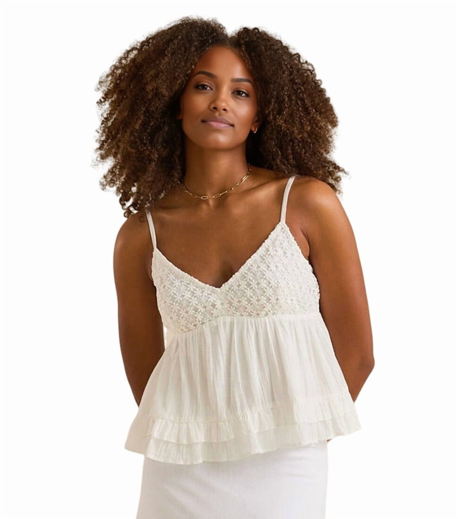 Women Vneck Camisole Y2k Spaghetti Strap Peplum Crop Tank Babydoll