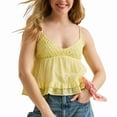 thumbnail image 1 of Women Vneck Camisole Y2k Spaghetti Strap Peplum Crop Tank Babydoll Flowy Top Trendy Summer Shirt Light Yellow S, 1 of 9
