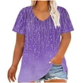 thumbnail image 1 of Women Vneck Gradient Shirts Casual Short Sleeve Blouses Loose Plus Size Tunic Tshirts Summer 2025, 1 of 5