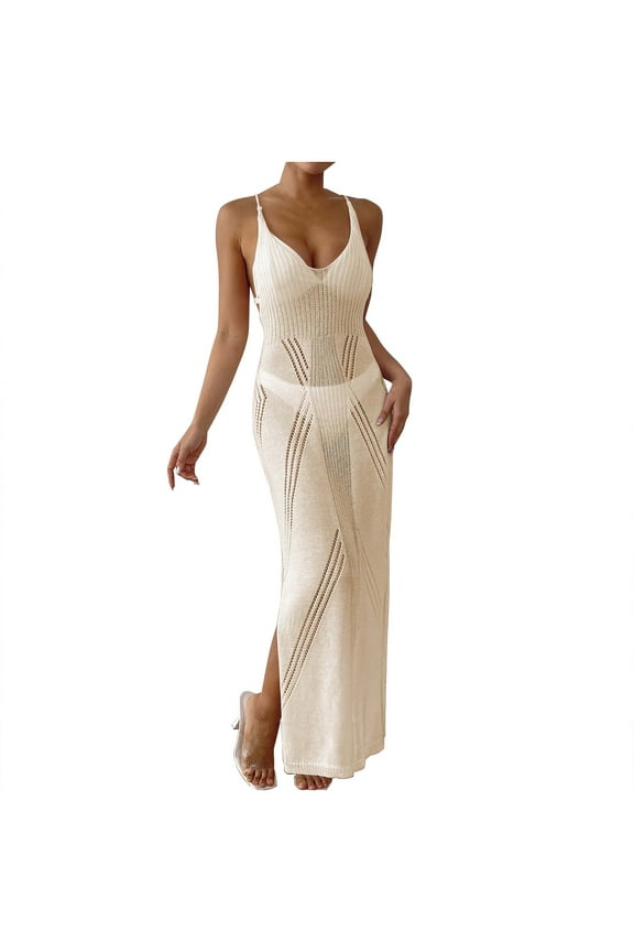 Women Vneck Happy Festival Gift Dresses for Women Sleeveless Spaghetti Strap Slimming Tunics Cut Out Eyelet Slit Tie Knot Bandage Fall Summer 2026