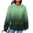 thumbnail image 1 of Women Waffle Knit Hoodie with Pocket Raglan Long Sleeve Drawstring Gradient Color Block Hooded Sweatshirt Pullover (L, Green|Gradient), 1 of 5