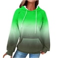 thumbnail image 1 of Women Waffle Knit Hoodie with Pocket Raglan Long Sleeve Drawstring Gradient Color Block Hooded Sweatshirt Pullover (S, Green), 1 of 5