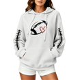 thumbnail image 1 of Women Waffle Knit Pullover Hoodie, Football Heart Graphic Long Sleeve Hooded Sweatshirt, Oversized Game Day Fan Top with Kangaroo Pocket for Sports Party Daily Fall Wear, 1 of 5