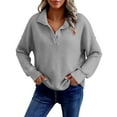 thumbnail image 1 of Women Waffle Knit Sweatshirts Henley V Neck Pullover Shirts Long Sleeve Solid Color Fall Casual Tunic Tops Fashion Outfits, 1 of 5