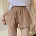 thumbnail image 1 of Women Waffle Shorts Summer Loose Casual Large Size Wide Leg Sports Hot Pants, 1 of 8