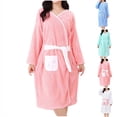 thumbnail image 1 of Women Waffles Fleece Bath Robes Short Wrap Shower Robe Bow Pocket Lightweight Daily Absorbent Bathrobe Gown Watermelon Red One Size, 1 of 10
