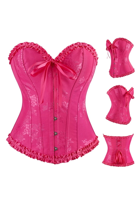 Women Waist Trainer, Bone Bustier Underbust Corset, Heavy Duty Underbust Steel Boned Waist Trainer, Womens Costume Corset Hot Pink XL