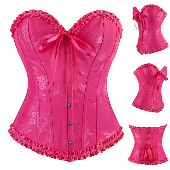Women Waist Trainer, Bone Bustier Underbust Corset, Heavy Duty Underbust Steel Boned Waist Trainer, Womens Costume Corset Hot Pink XS