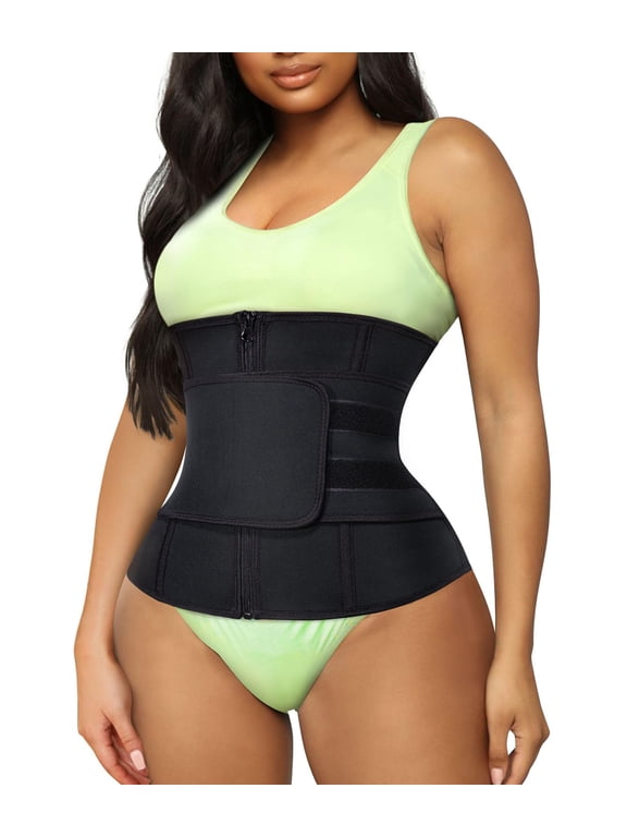 Women Waist Trainer Cincher Corset Tummy Control Workout Sweat Band Slimmer Belly Belt Weight Loss Sports Girdle (Black, Small)