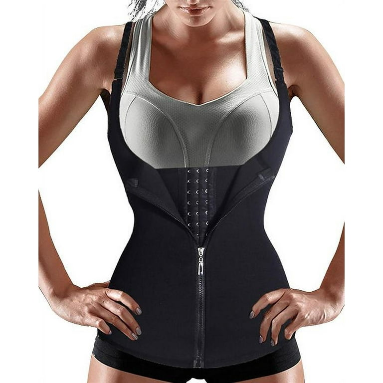 Women Waist Trainer Corset Zipper Vest Body Shaper Cincher Tank Top with Adjustable Straps Walmart