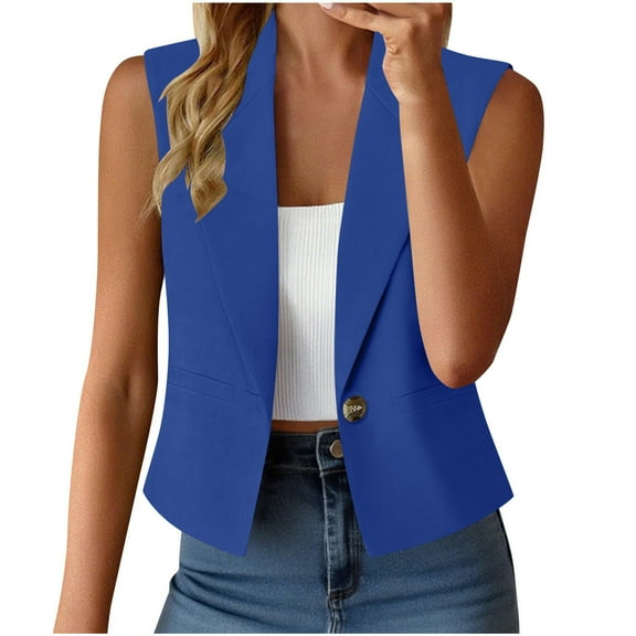 Women Waistcoat Cropped Sleeveless Dressy Suit Vests Classic-Fit Suits Jacket Elegant Outwear Trendy Cardigan Layered Tops Shirts Business Blouses Clothing Work Office Garments