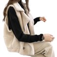 thumbnail image 1 of Women Waistcoat Sleeveless Lapel Double-Breasted Short Style Solid Color Casual Cardigan Thickened Velvet Lining Vest Coat, 1 of 8