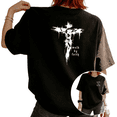 thumbnail image 1 of Women Walk By Faith Cross Back Print Graphic Tees T Shirt Tops Round neck Printed Cotton Washed T Shirt Black S-5XL, 1 of 5