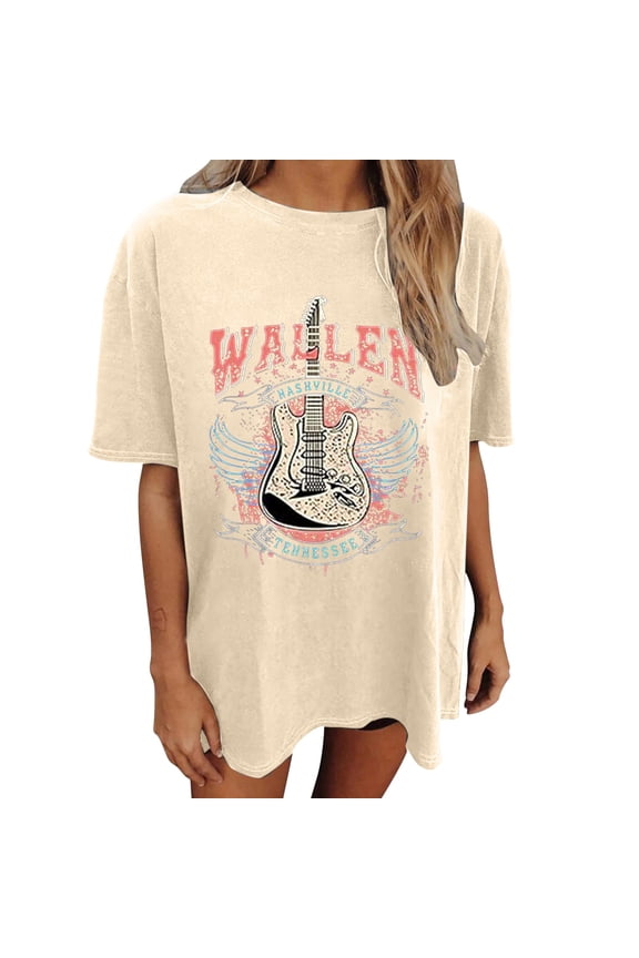 Women Wallen Country Music Graphic Tee Vintage Guitar Distressed Oversized Short Sleeve T-Shirt