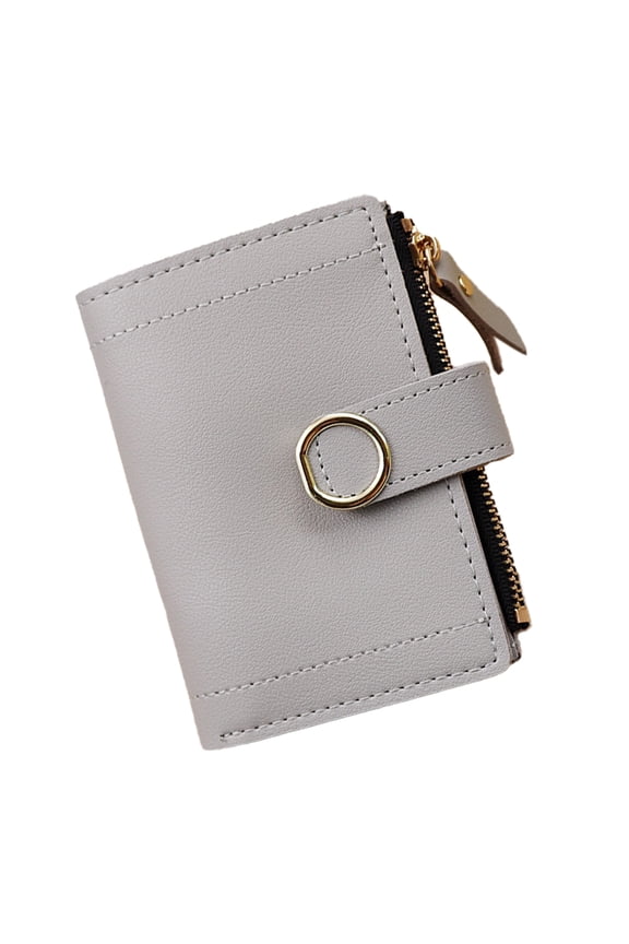 Women Wallet Blocking Bifold Genuine Leather Purse with Zipper Coin Pocket ID Window-light grey