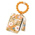 thumbnail image 1 of Women Wallet, Boho Wallet Keychain, Flower Wristlet Wallets, Orange Beaded Bangle Keychain with Tassel, Silicone Credit Card & Cash Holder, Money Bag, Coin Purse, Key Ring Bracelet with Golden Beads, 1 of 7
