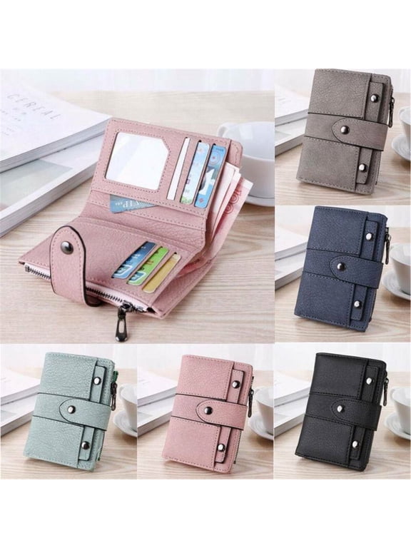 Women Wallet Clutch Organizer, Pawst Portable PU Leather Zipper Wallet Coin Purse, RFID Bifold Fashionable Women Wallet for Cash and Cards (Blue)