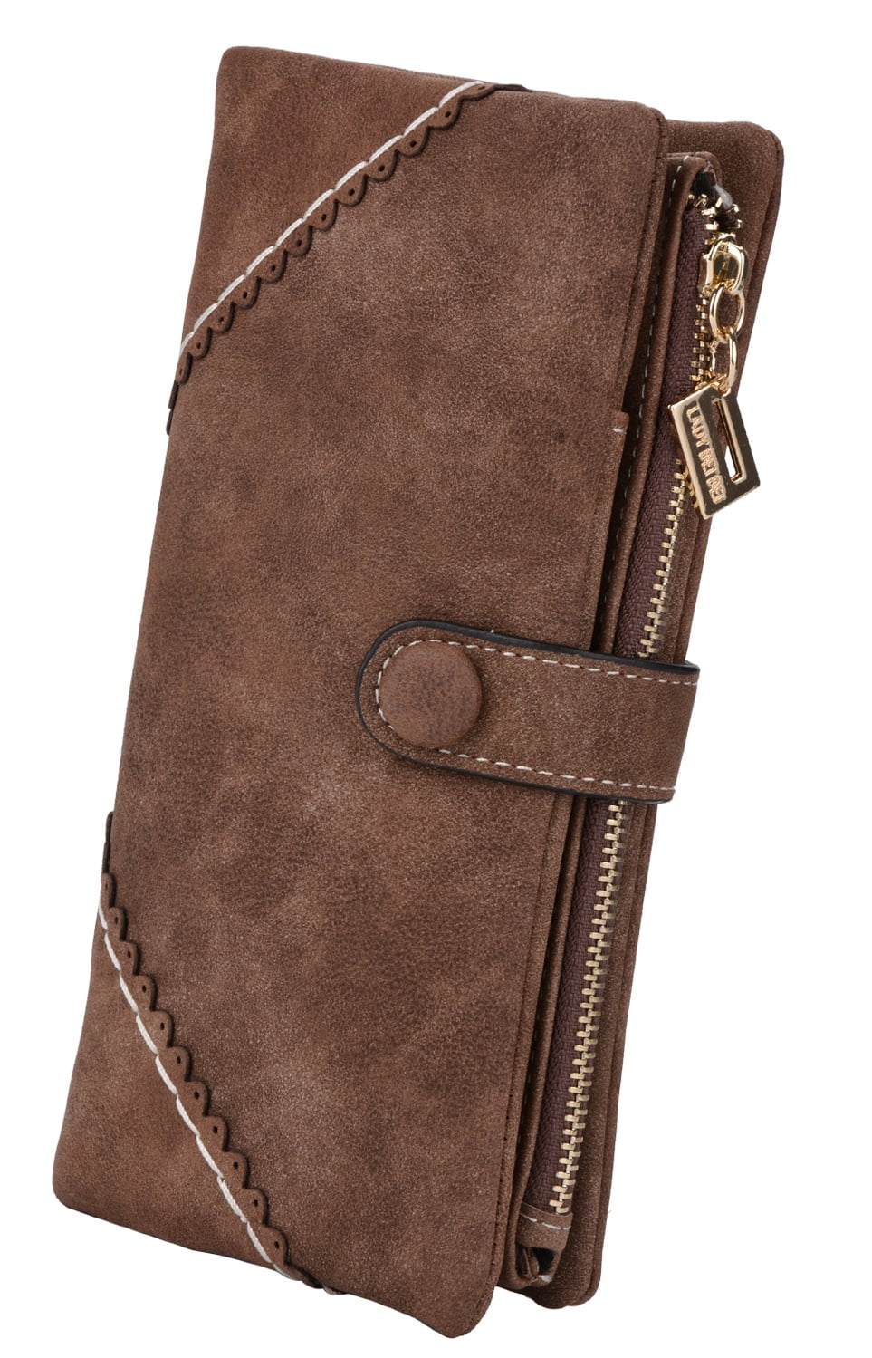 Women Wallet, Coofit Multiple Slots Faux Leather Credit Card Long Wallet for Women Ladies Girls(Coffee)