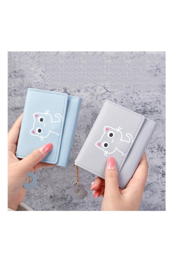 Women Wallet Cute Cat Short Wallet Leather Purse Girls Money Bag Card Holder