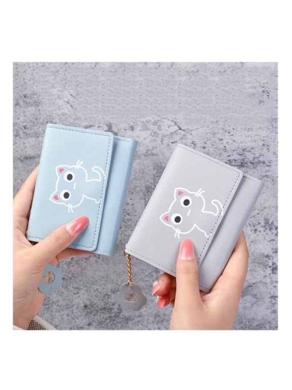 Women Wallet Cute Cat Short Wallet Leather Purse Girls Money Bag Card Holder