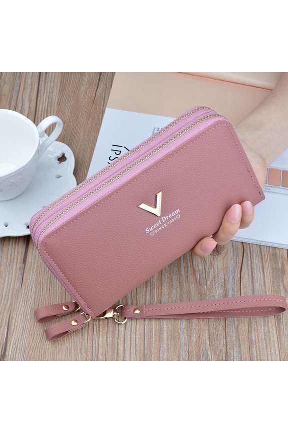 Women Wallet Double Zipper Long Large Capacity Can Hold Mobile Phones