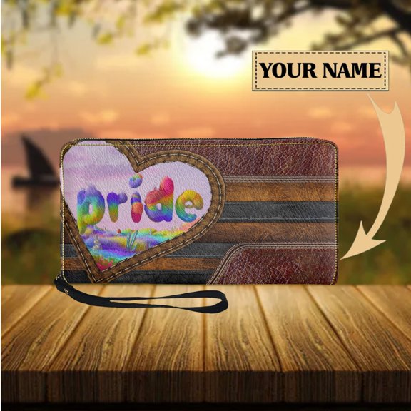 Women Wallet LGBT Gay Pride Printed PU Leather Zipper Long Wallet Creative Flag Design Business Card Holder Clutch Gift