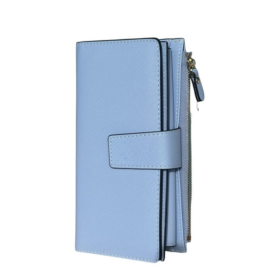 Women Wallet PU Leather Card Holder Wallet for Women with RFID Anti-Theft Protection, Luxury Clutch, Bill, Debit, Credit, and Checkbook Slots, Cute Designer Trifold, Light Blue