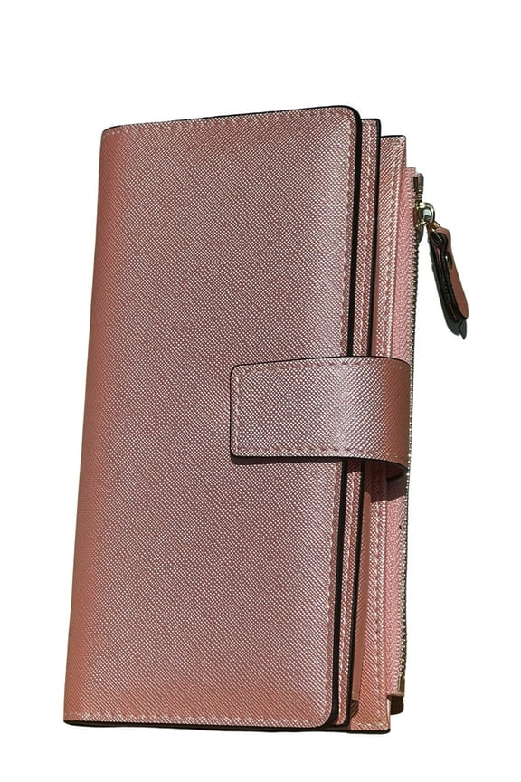 Women Wallet PU Leather Card Holder Wallet for Women with RFID Anti-Theft Protection, Luxury Clutch, Bill, Debit, Credit, and Checkbook Slots, Cute Designer Trifold, Pink