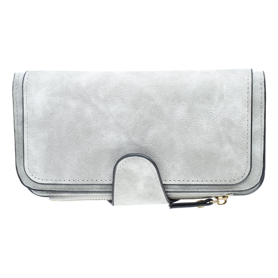 Women Wallet PU Leather Multi Purpose Multi Card Slot Large Capacity Fashionable Lady Wallet Grey Free Size