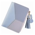 thumbnail image 1 of Women Wallet PU Leather Zipper Closure Multi Pocket Color Splicing Trendy Practical Lady Wallet Blue Free Size, 1 of 8