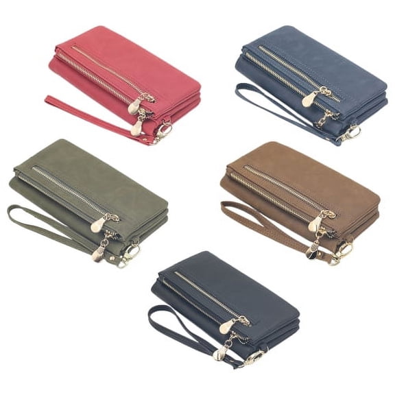 Women Wallet Solid Color Soft Leather Designer Multi Card Organizer Lady Clutch for Shopping
