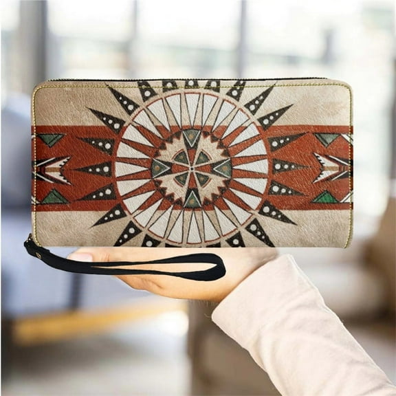 Women Wallet Tribal Vintage Design Fashion Leather Ladies Purse witgh Zipper Multi Card Organizer Wallet Purse Portefeuille