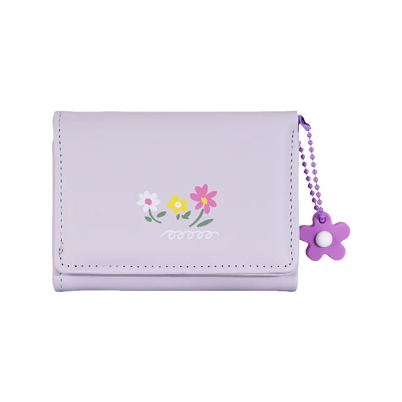 Women Wallet with Card Holder Short Purse PU Leather Wallet Simple Change Purse Floral Print Wallet Coin Purse