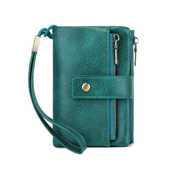 Women Wallets Rfids Blocking Leather Trifold Clutches Wallet Credit Card Holder Ladies Travel Wallet Purse with Wristlet