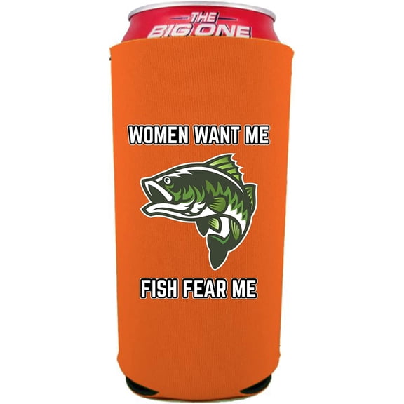 Women Want Me, Fish Fear Me 24/25oz Large Can Coolie (Orange)