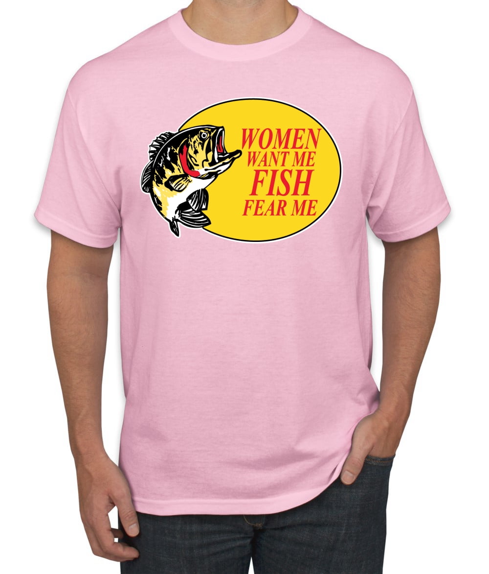 Women Want Me Fish Fear Me Fishing Men's Graphic T-Shirt, Light