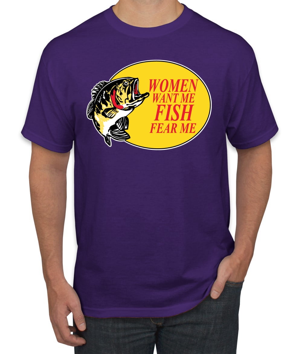 Women Want Me Fish Fear Me Fishing Men's Graphic T-Shirt, Purple