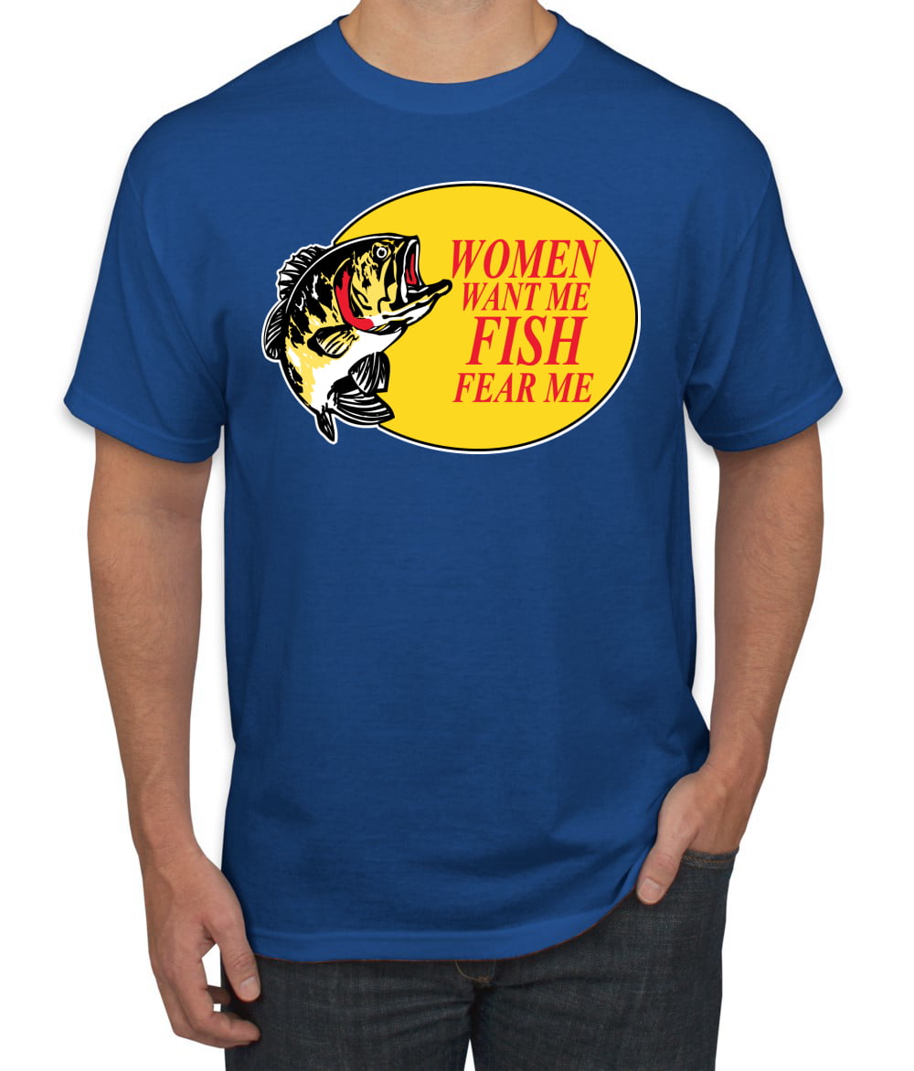 Women Want Me Fish Fear Me Fishing Men's Graphic T-Shirt, Royal, Medium 