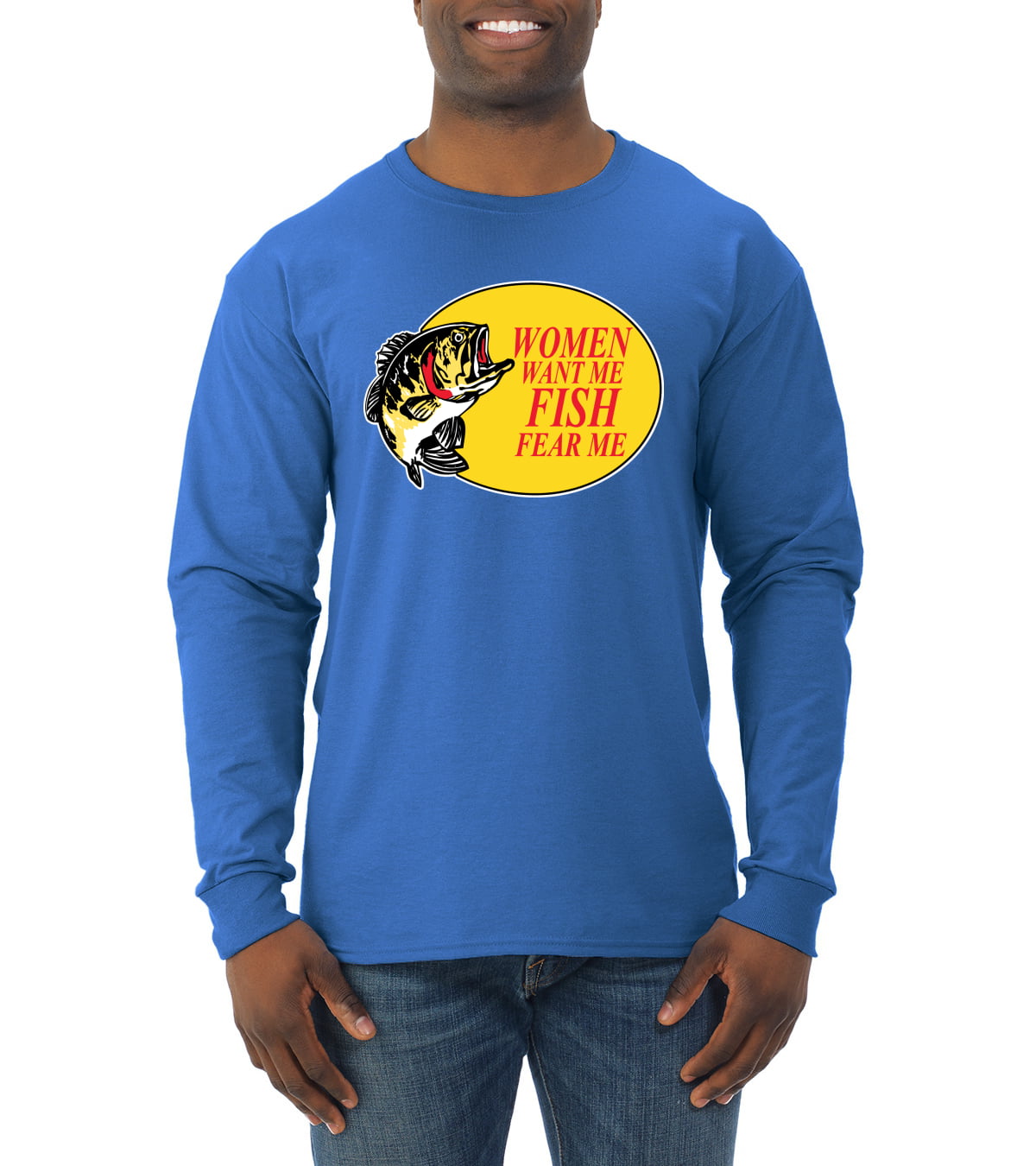 Women Want Me Fish Fear Me Fishing Unisex Crewneck Graphic Sweatshirt,  Kelly, 4XL 