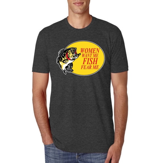 Women Want Me Fish Fear Me Fishing Mens Premium Tri Blend T-Shirt, Vintage Black, Large