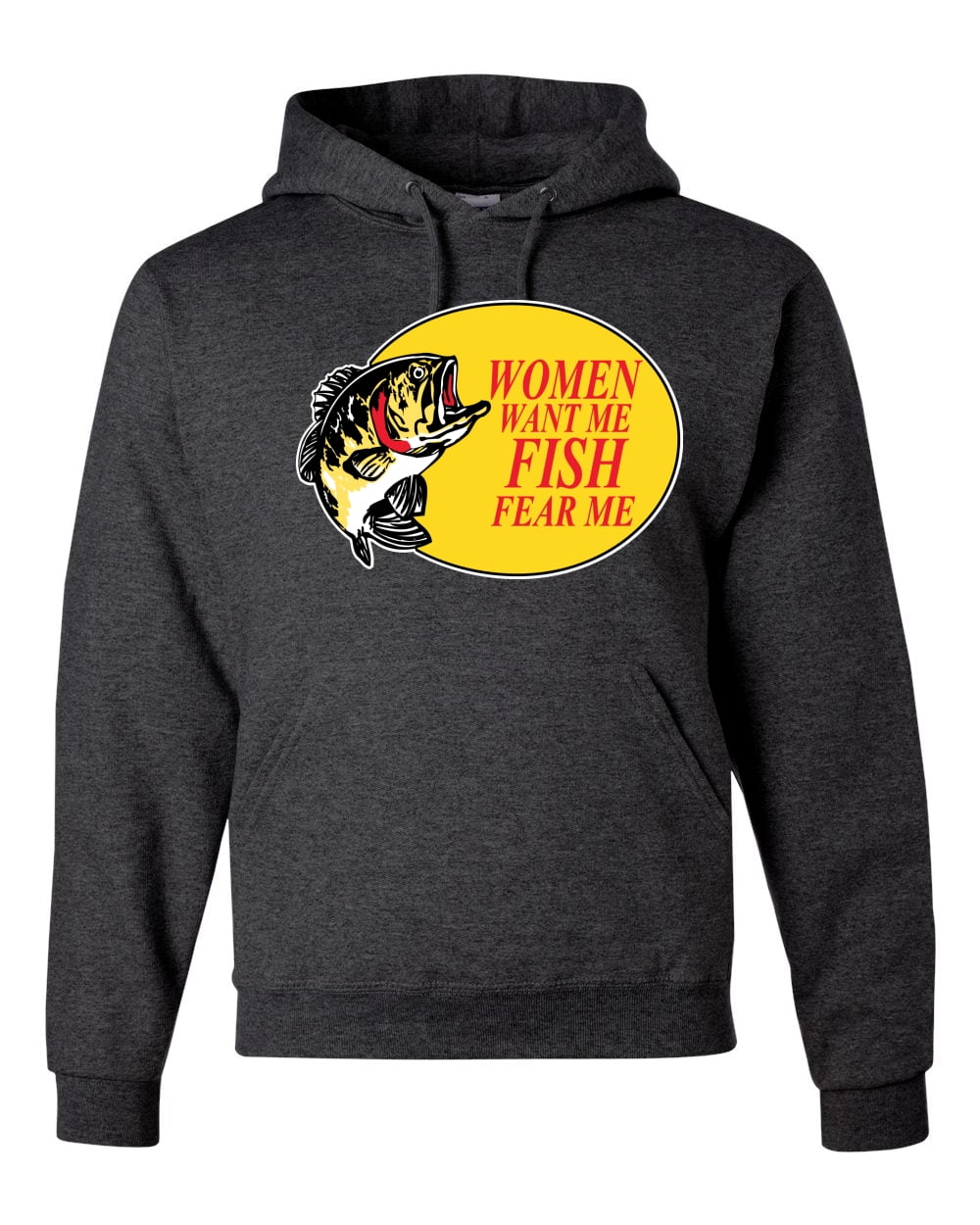 Women Want Me Fish Fear Me Fishing Unisex Graphic Hoodie Sweatshirt, Black,  Medium 